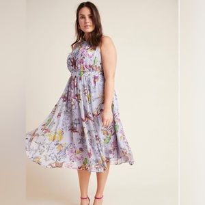 Anthropologie Hermia Plus Size Sleeveless Purple Floral Midi Dress